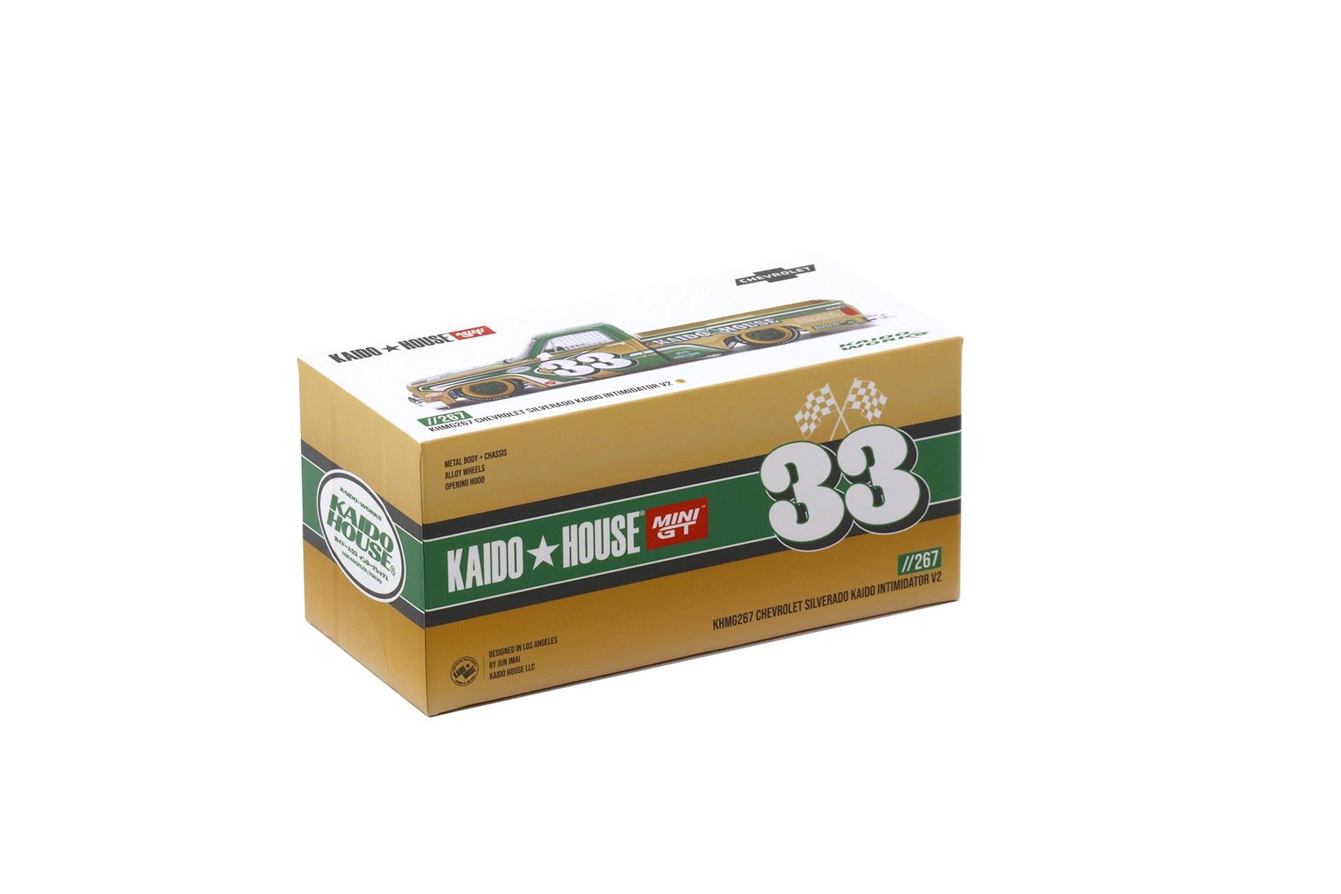 1:64 TSM Mini GT Kaido House Chevrolet Silverado Kaido Intimidator V2 green/ gold
