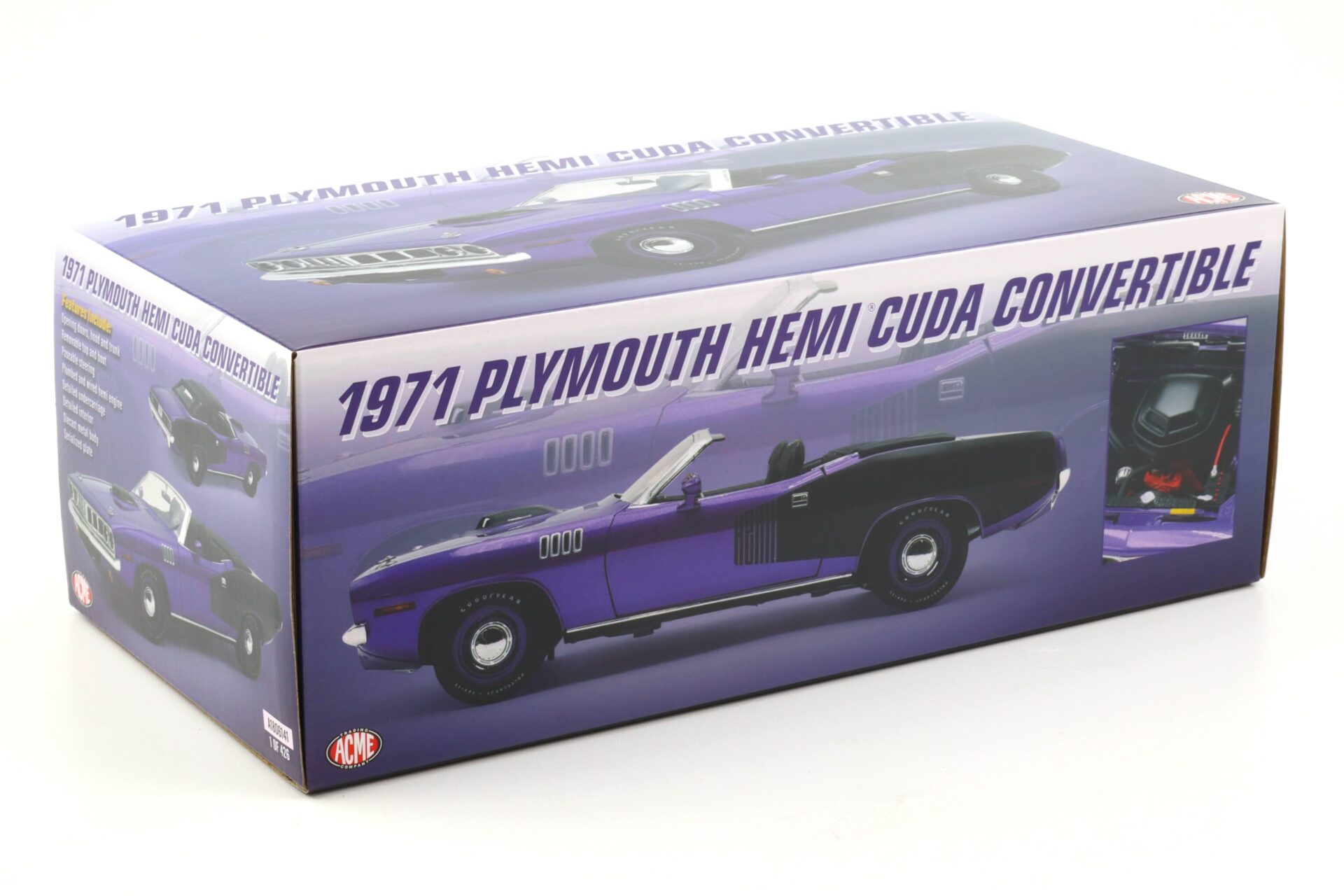 1:18 ACME 1971 Plymouth Hemi Cuda Convertible Plum Crazy/ black