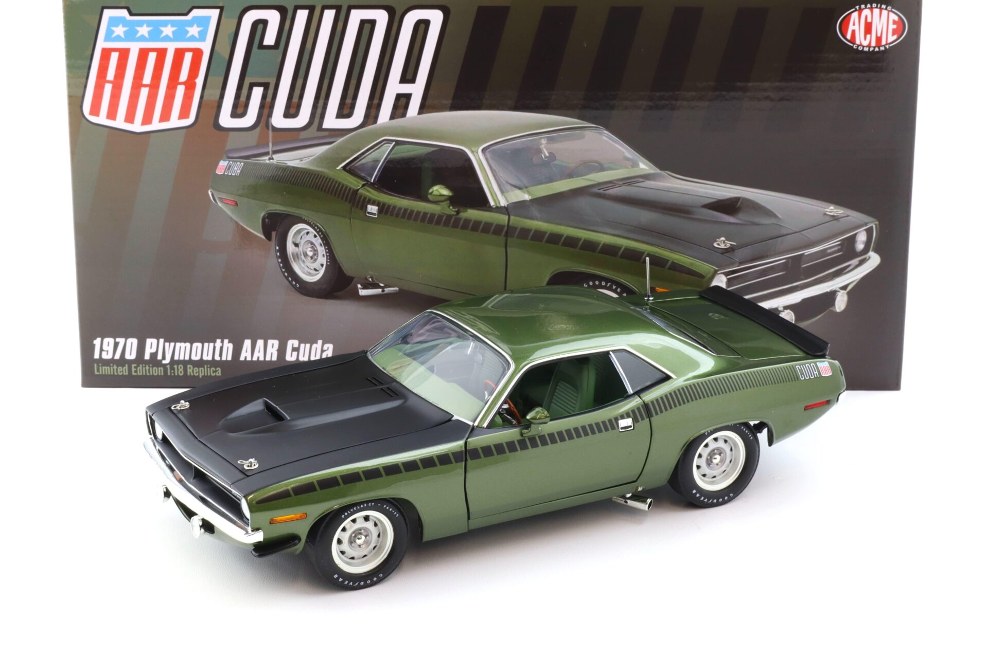 1:18 ACME 1970 Plymouth AAR Cuda Coupe Ivy green metallic