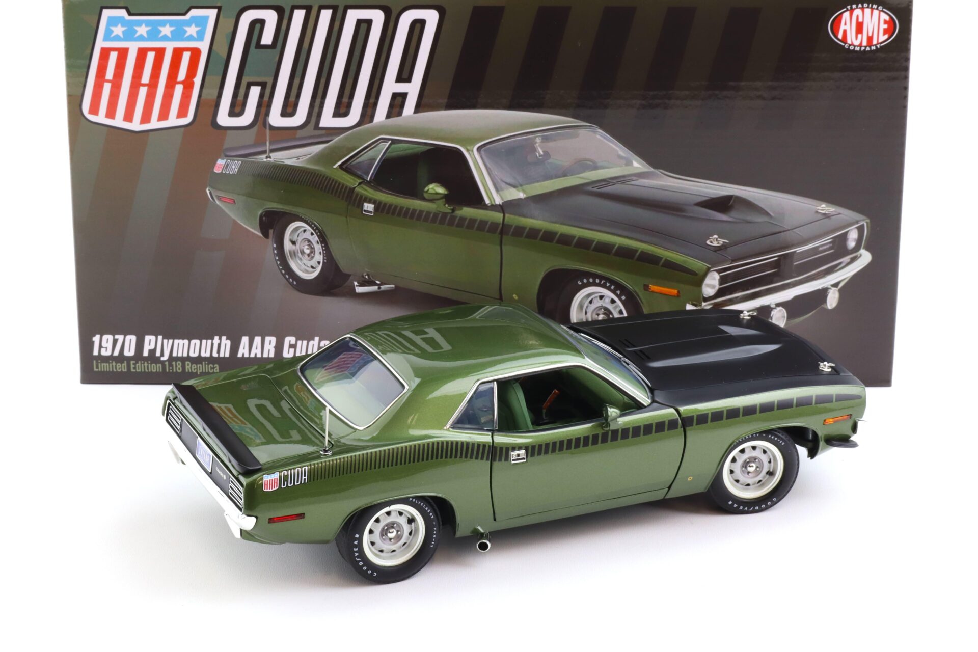 1:18 ACME 1970 Plymouth AAR Cuda Coupe Ivy green metallic