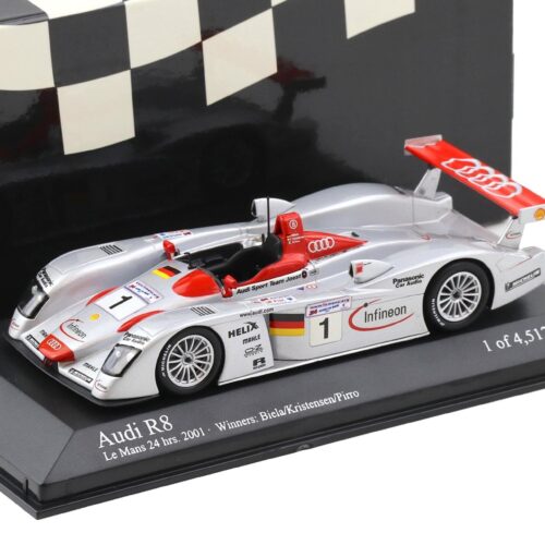 1:43 Minichamps Audi R8 Le Mans 24hrs. 2001 Winners Biela/ Kristensen/ Pirro #1