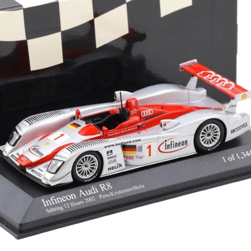 1:43 Minichamps Infineon Audi R8 Sebring 12 hrs. 2002 Pirro/ Kristensen/ Biela #1