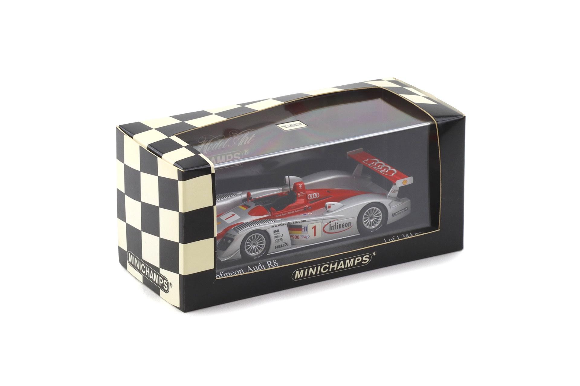 1:43 Minichamps Infineon Audi R8 Sebring 12 hrs. 2002 Pirro/ Kristensen/ Biela #1