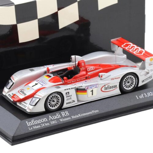 1:43 Minichamps Infineon Audi R8 Le Mans 24 hrs. 2002 Winners Biela/Kristensen/Pirro #1