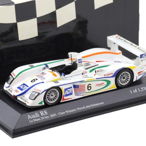 1:43 Minichamps Audi R8 Le Mans 24h 2003 Pirro/Letho/Johansson #6