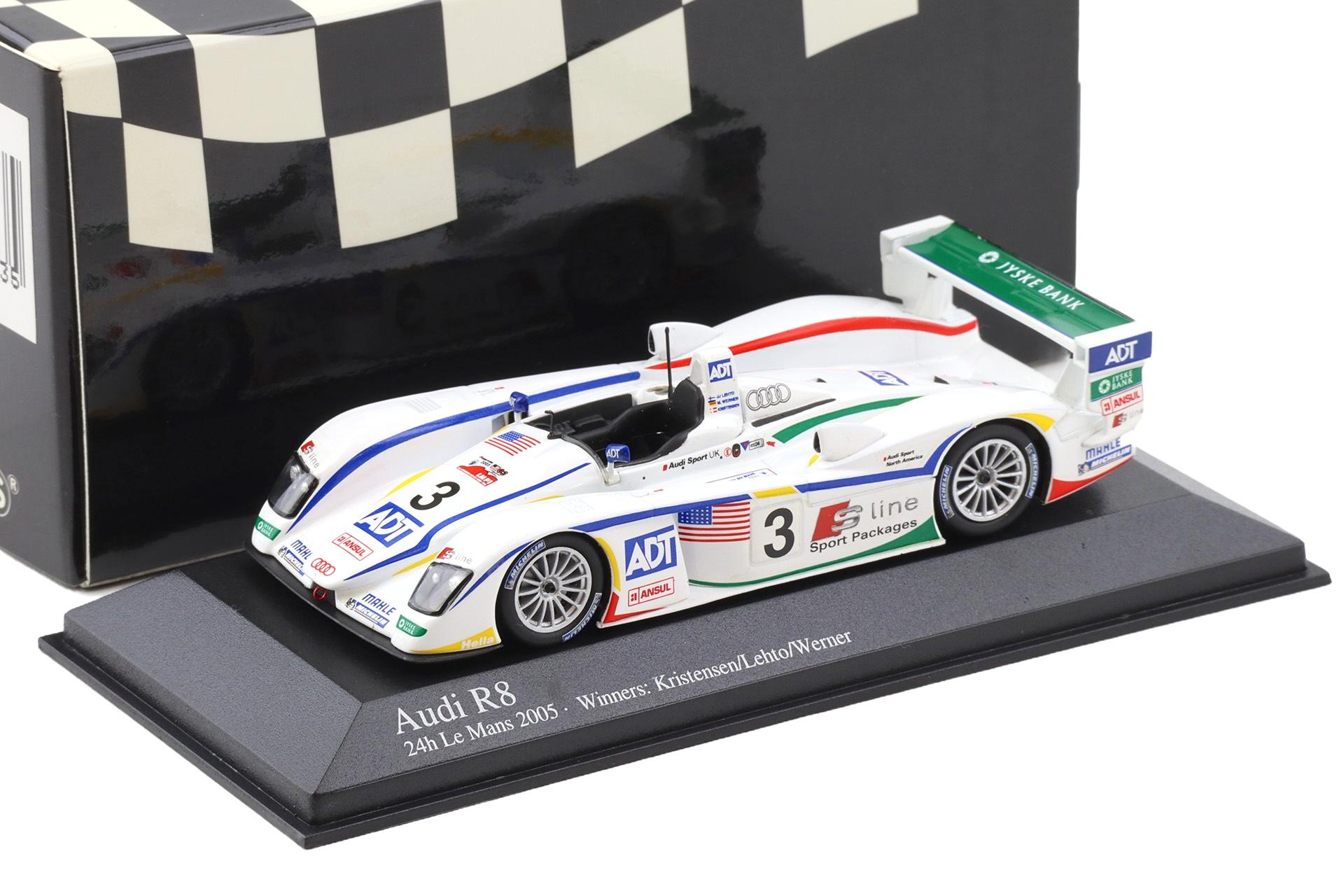 ID 115112.jpg 1:43 Minichamps Audi R8 Le Mans 24h 2005 Winners Kristensen/Letho/Werner #3