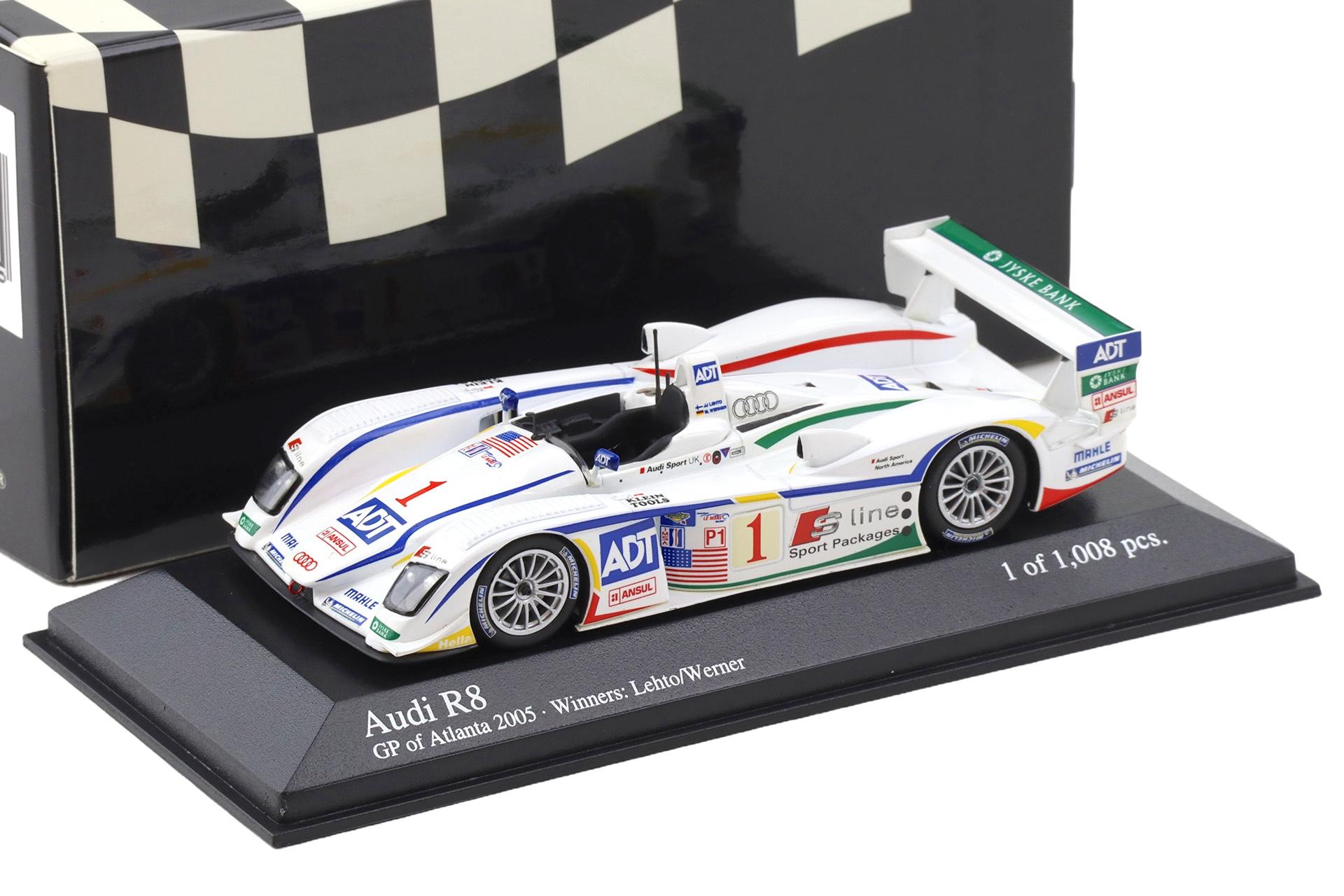 1:43 Minichamps Audi R8 GP of Atlanta 2005 Winners Letho/Werner #1
