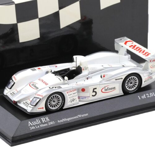 1:43 Minichamps Audi R8 Le Mans 24h 2003 Ara/Magnussen/Werner #5