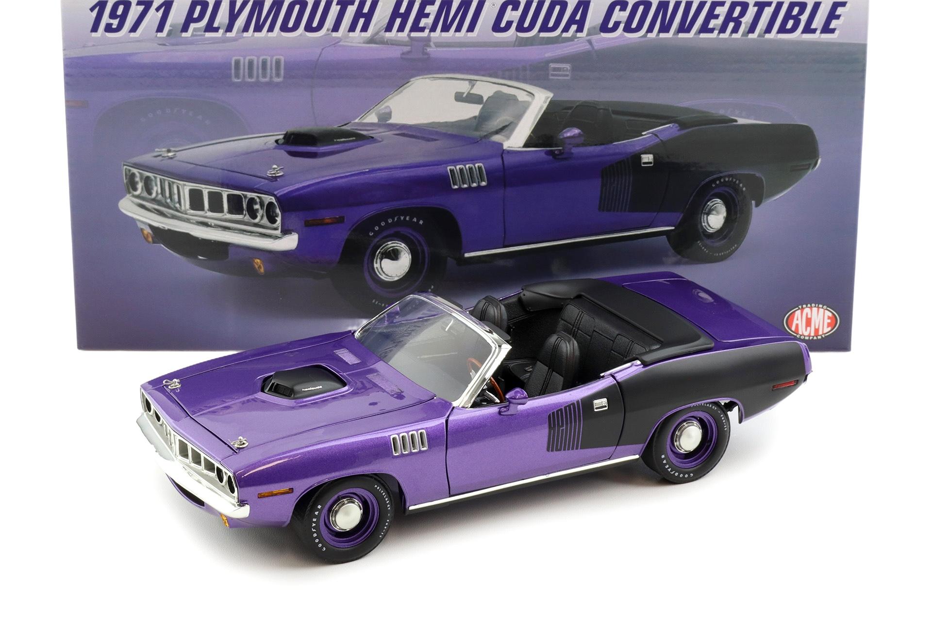 1:18 ACME 1971 Plymouth Hemi Cuda Convertible Plum Crazy/ black
