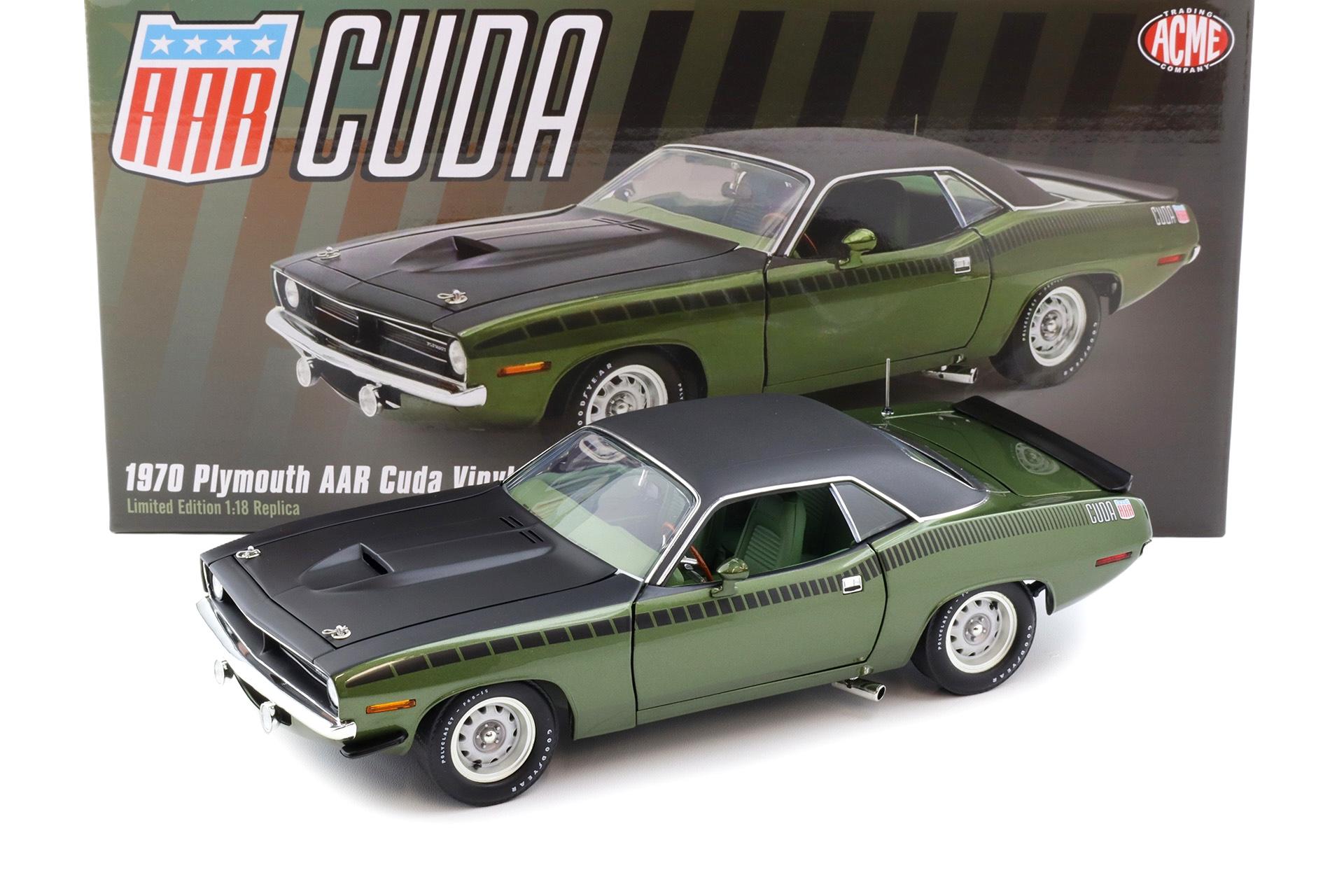1:18 ACME 1970 Plymouth AAR Cuda Coupe Ivy green metallic Vinyl Top