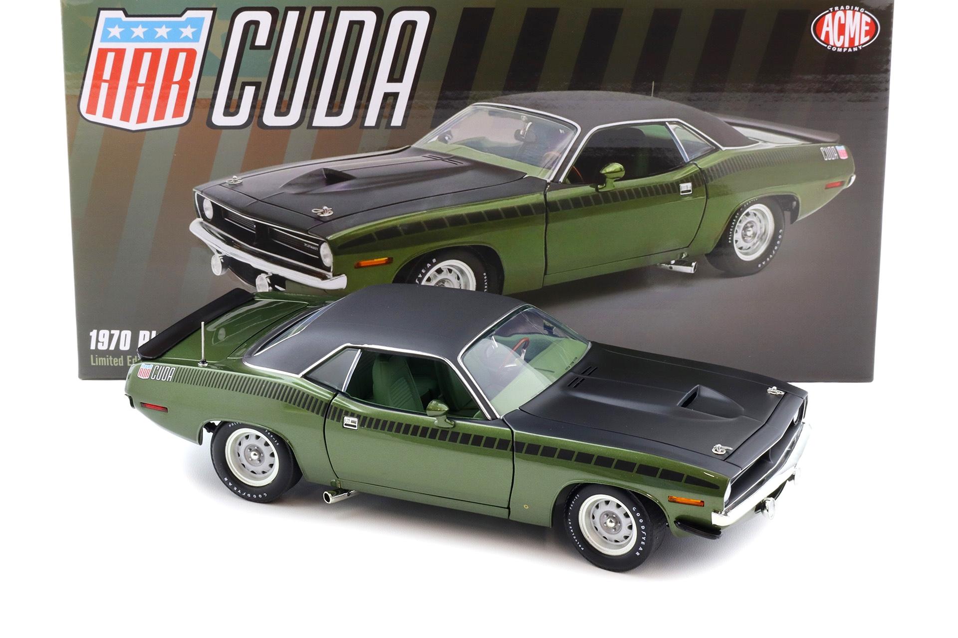 1:18 ACME 1970 Plymouth AAR Cuda Coupe Ivy green metallic Vinyl Top