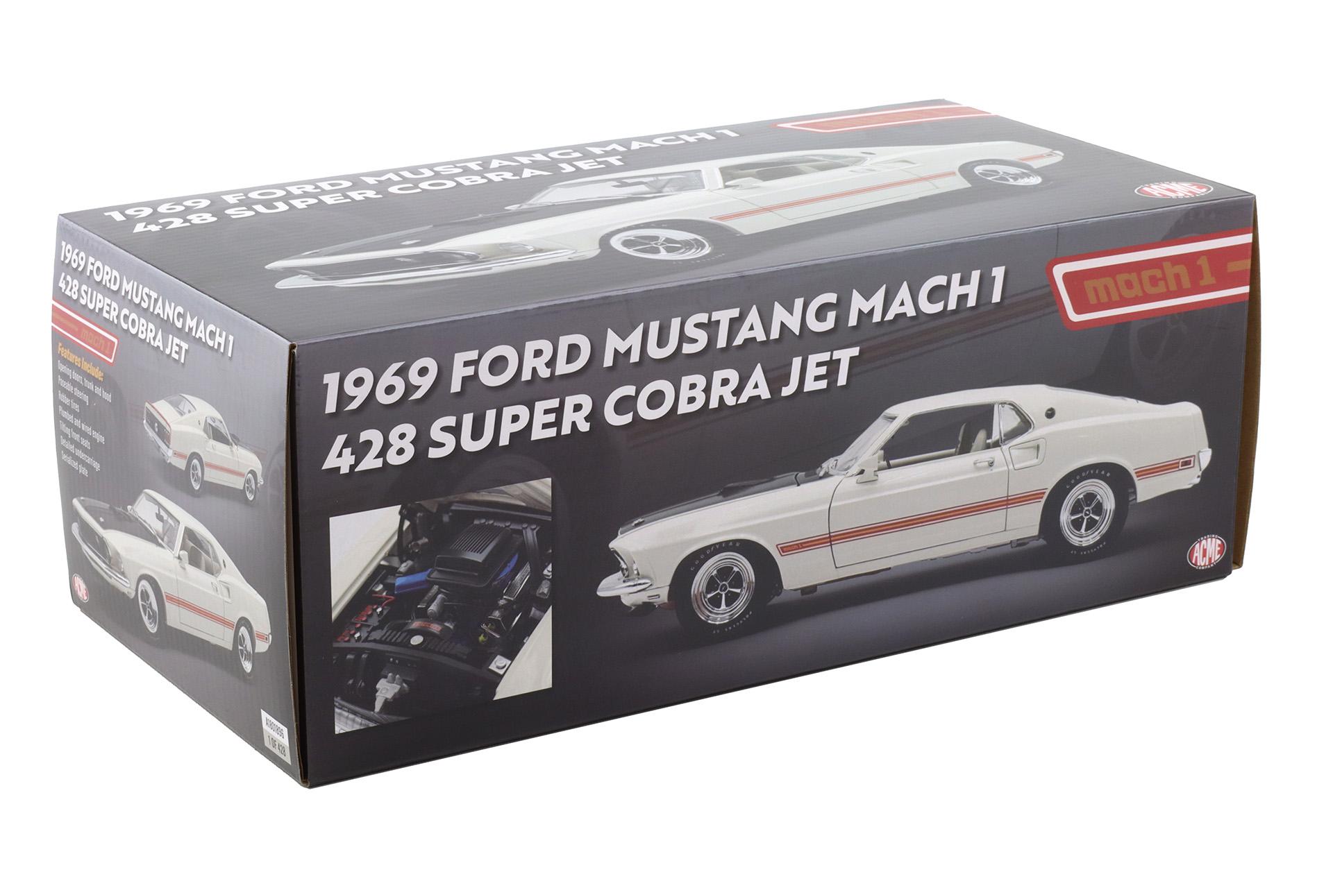 1:18 ACME 1969 Ford Mustang Mach I 428 Super Cobra Jet Wimbledon white