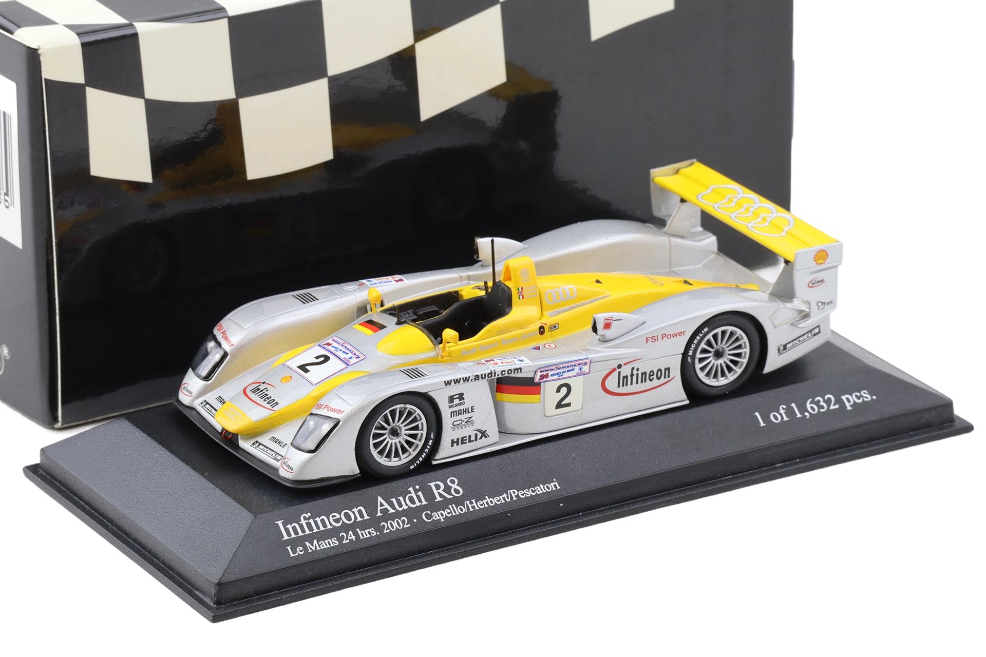 1:43 Minichamps Infineon Audi R8 Le Mans 24h 2002 Capello/ Herbert #2