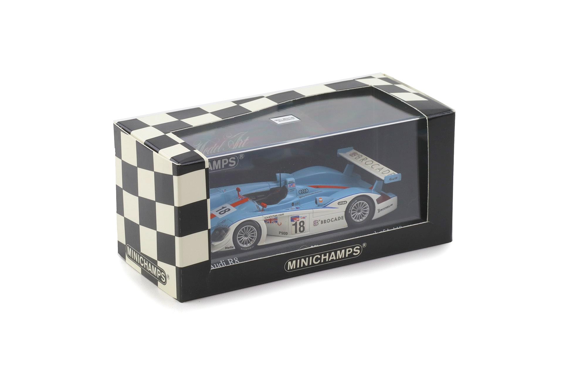 1:43 Minichamps Audi R8 Petit Le Mans Road Atlanta 2001 Johansson/ Lemarie #18
