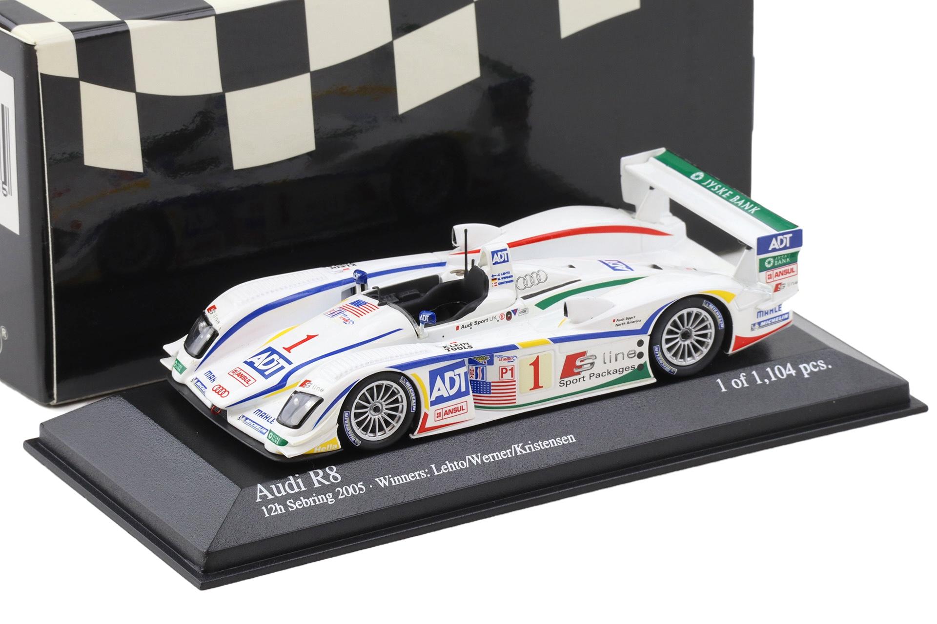1:43 Minichamps Audi R8 Winner 12h Sebring 2005 Kristensen/ Lehto #1
