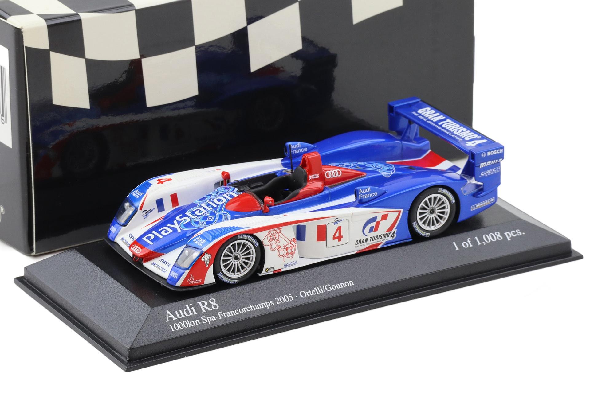 1:43 Minichamps Audi R8 SPA Francorchamps 1000km 2005 Ortelli/ Gounon #4