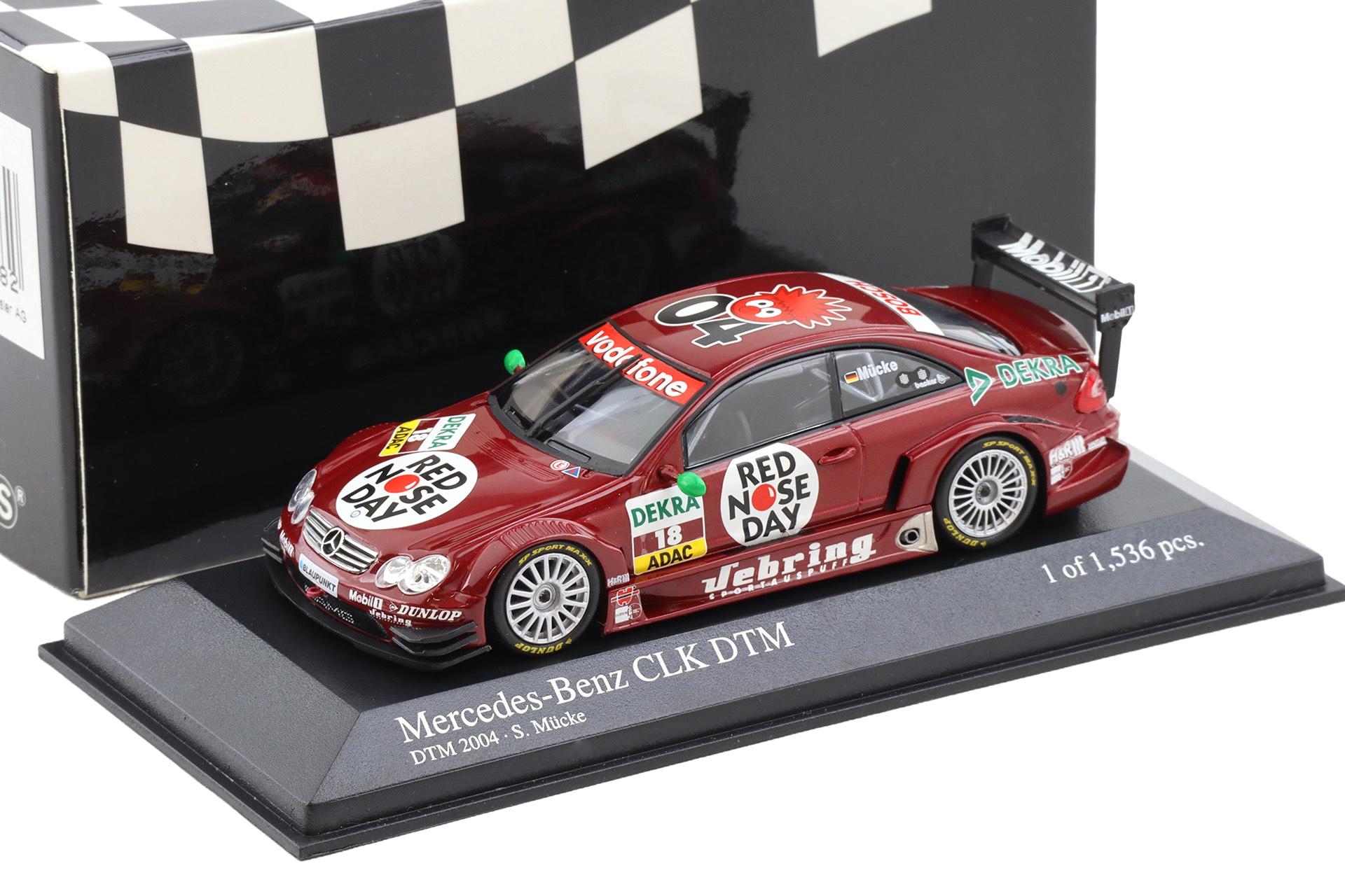 1:43 Minichamps Mercedes CLK DTM 2004 Team Persson Red Nose Day #18 Mücke