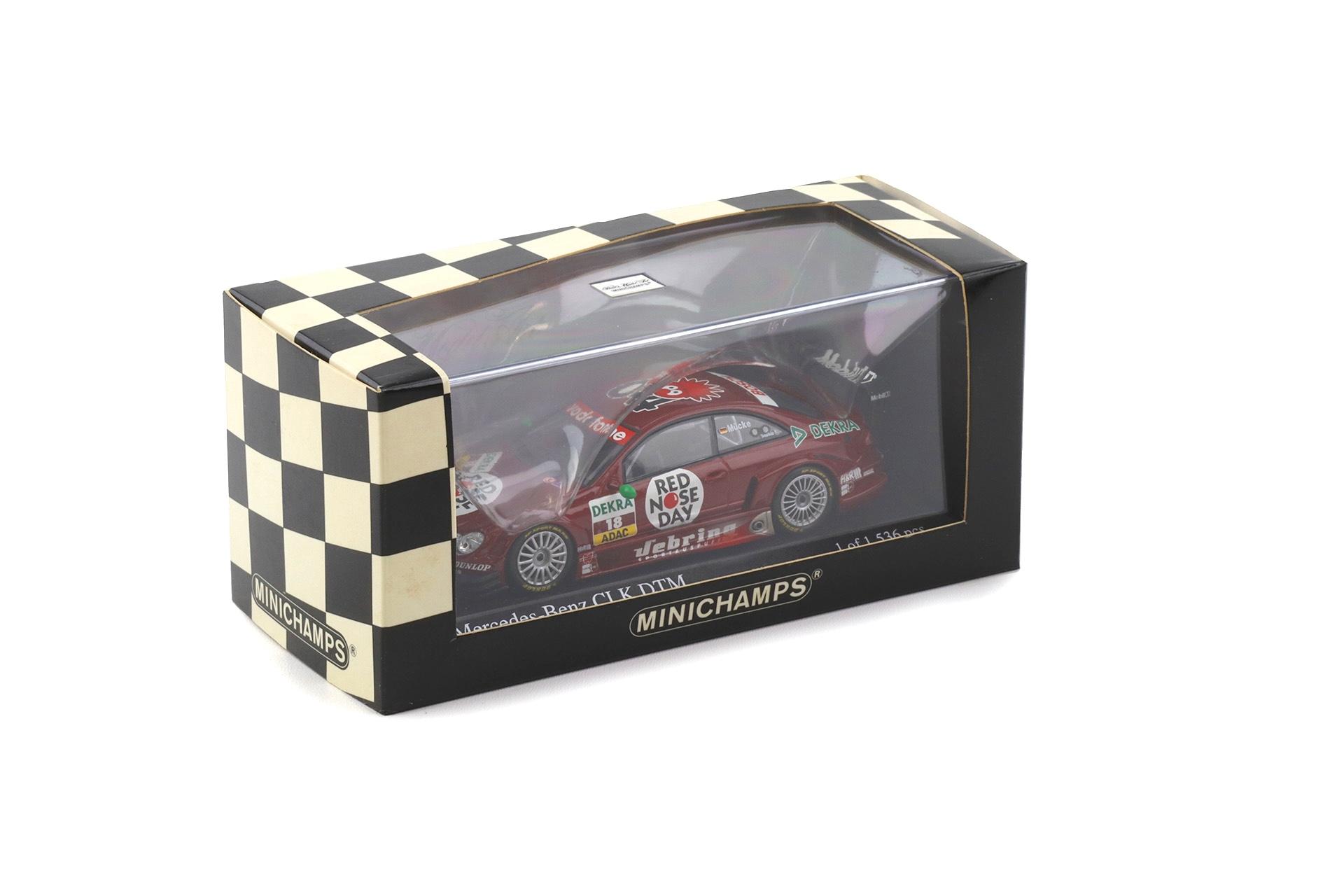 1:43 Minichamps Mercedes CLK DTM 2004 Team Persson Red Nose Day #18 Mücke
