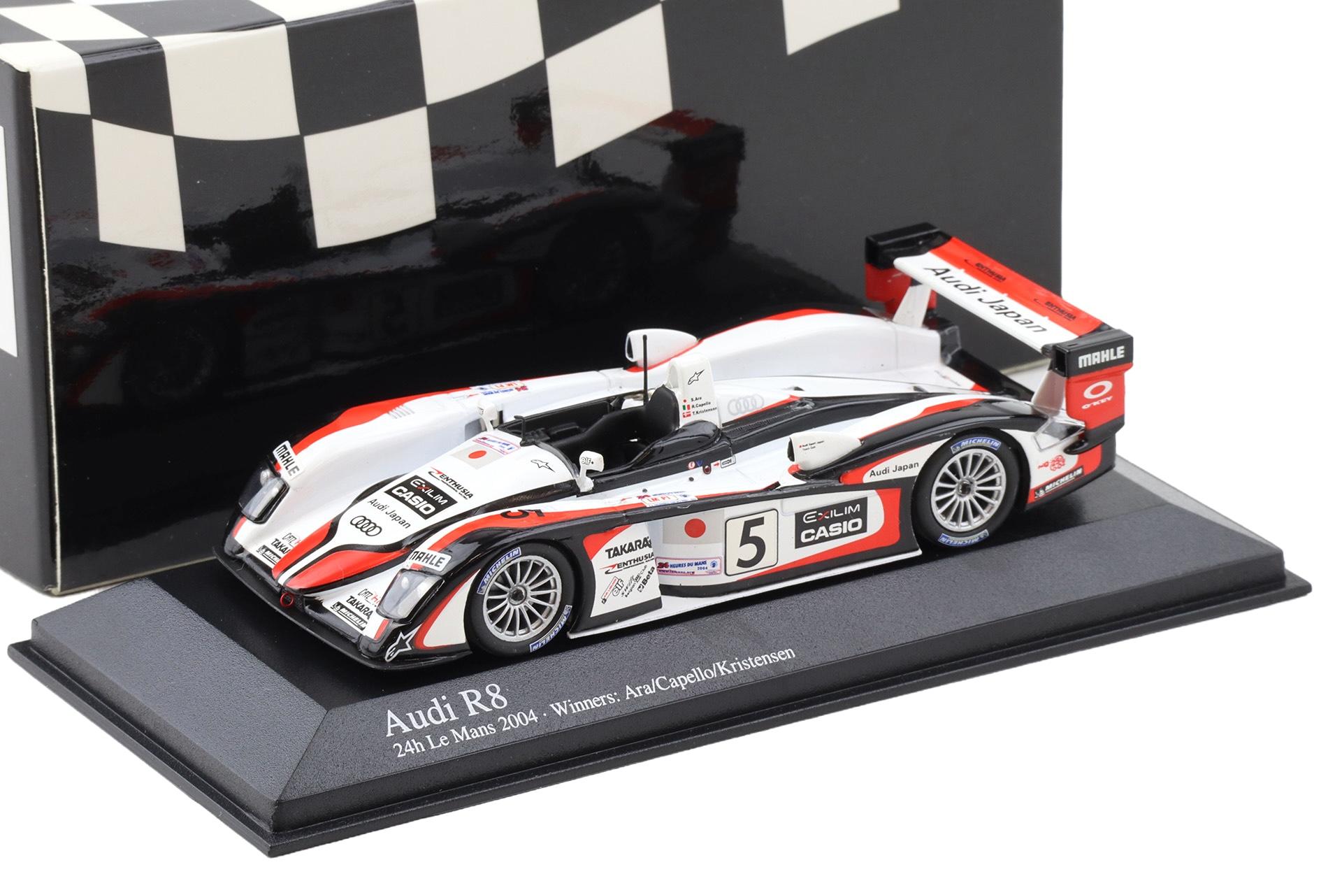 1:43 Minichamps Audi R8 Le Mans 24h 2004 Winners Ara/ Capello/ Kristensen #5