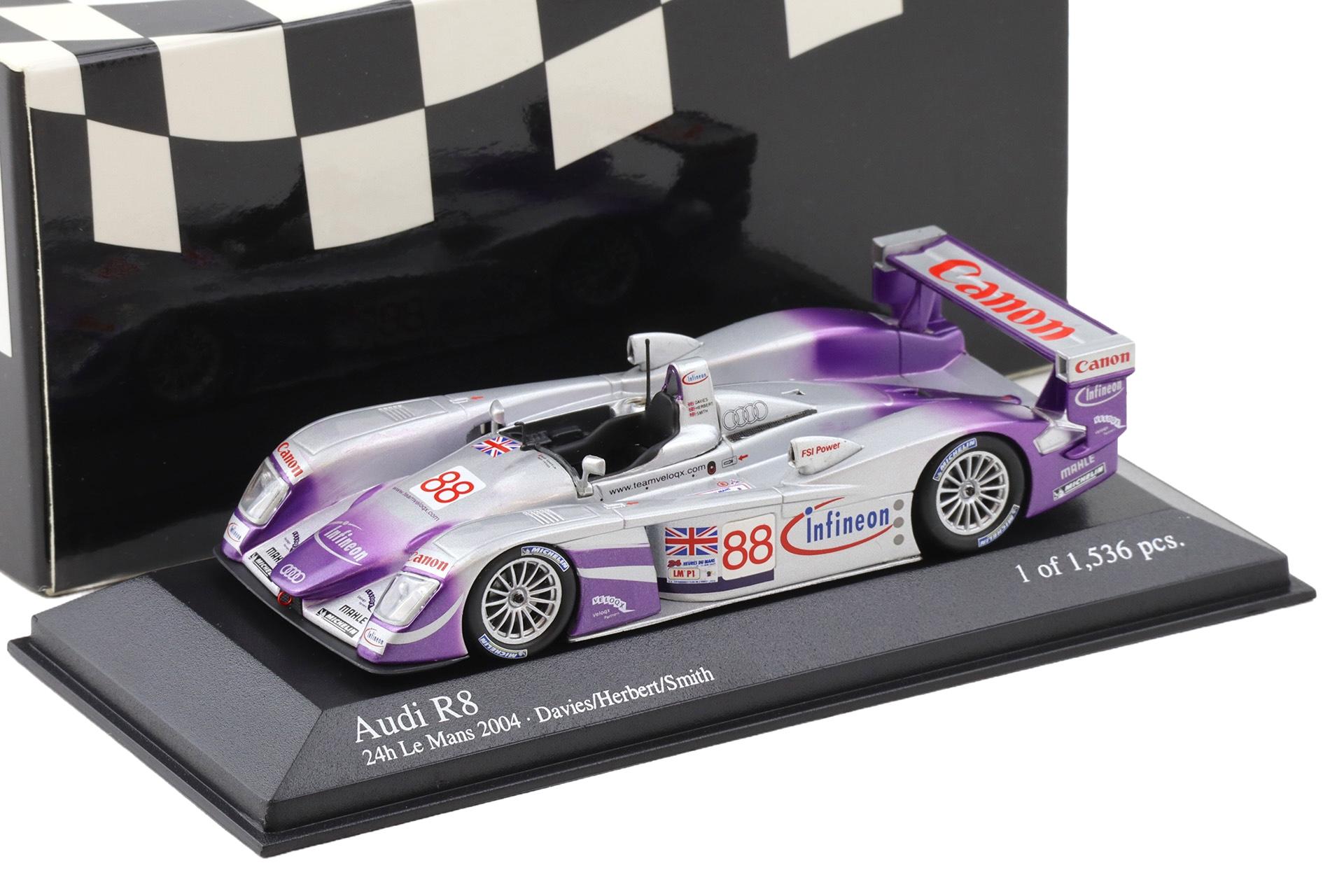 1:43 Minichamps Audi R8 Le Mans 24h 2004 Davies/ Herbert/ Smith #88 Infineon