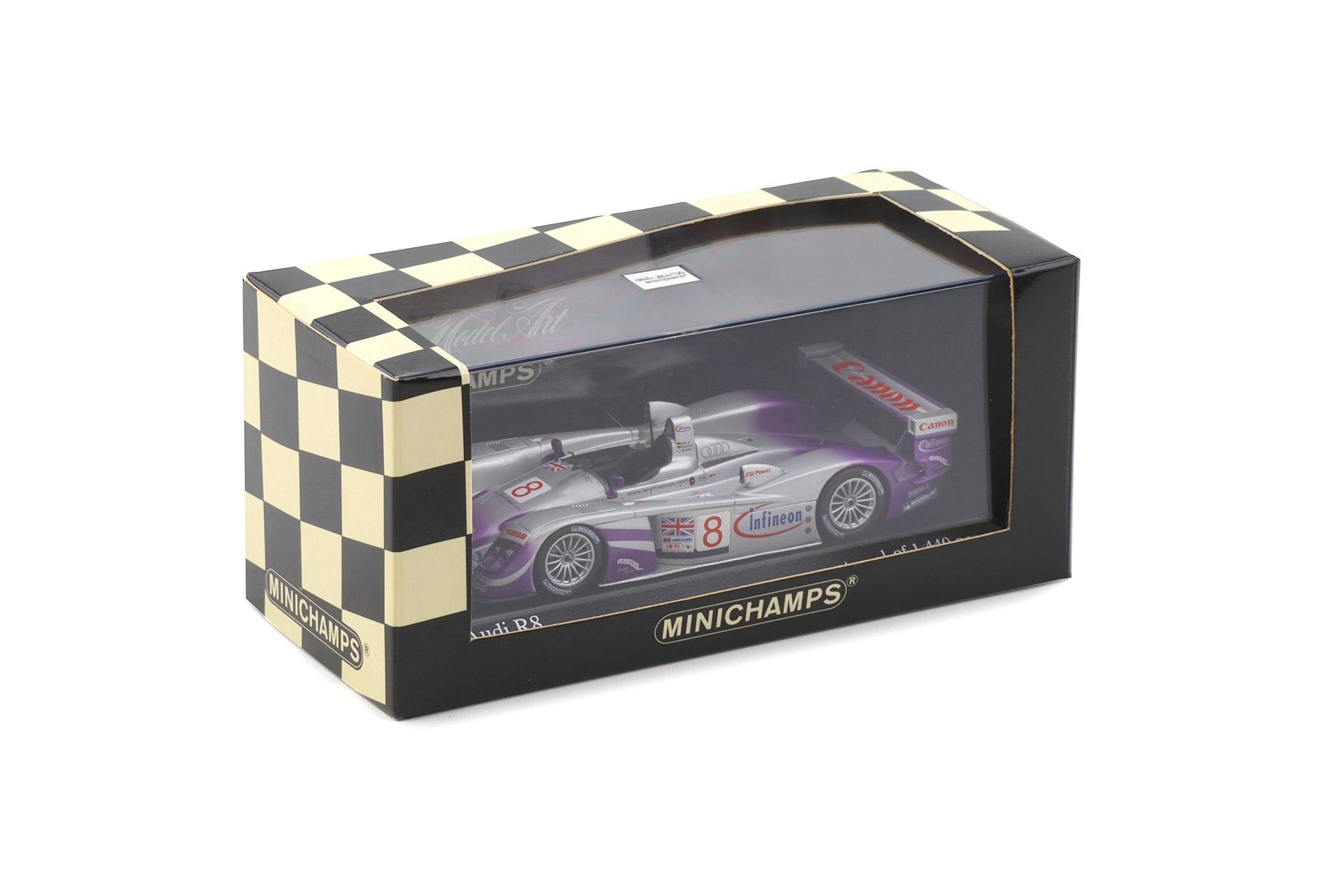 1:43 Minichamps Audi R8 Le Mans 24h 2004 Biela/Kaffer/McNish #8 Infineon