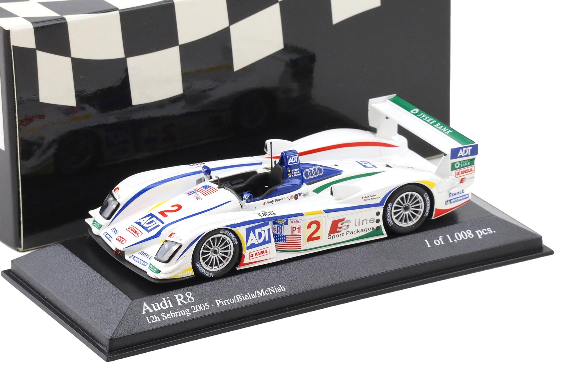 1:43 Minichamps Audi R8 Sebring 12h 2005 - 2nd Place #2 Pirro/Biela/McNish