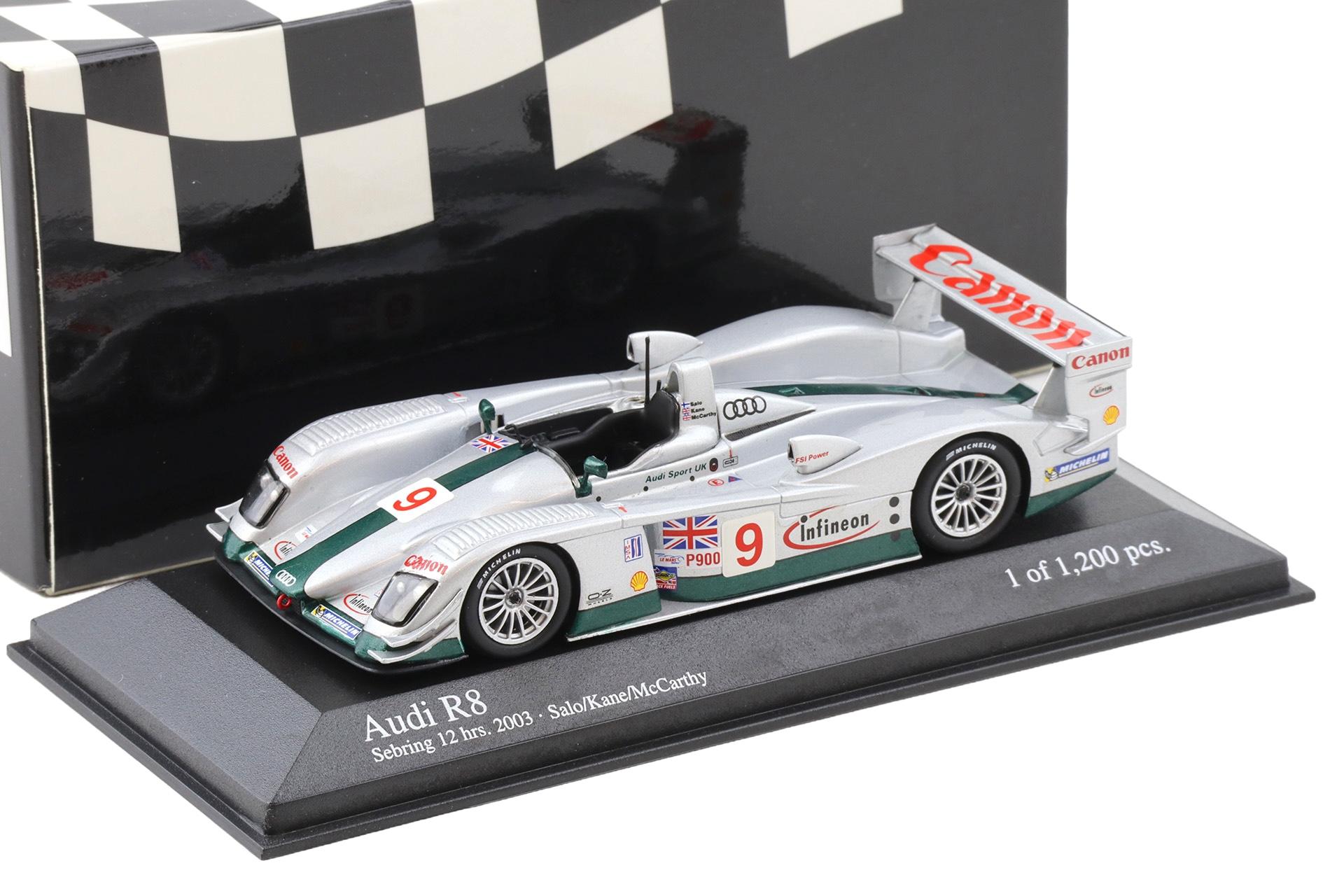 1:43 Minichamps Audi R8 Sebring 12h 2003 #9 Salo/Kane/McCarthy