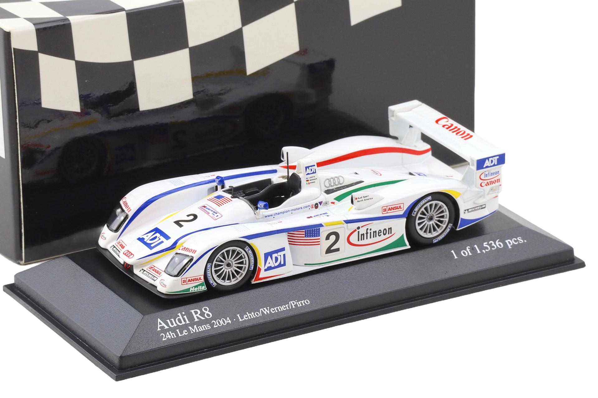 1:43 Minichamps Audi R8 Le Mans 24h 2004 Champion Racing #2 Pirro/Lehto/Werner