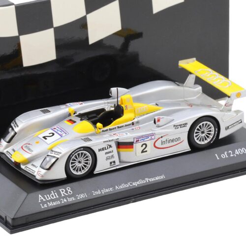 1:43 Minichamps Audi R8 Le Mans 24h 2001 - 2nd Place #2 Aiello/Capello/Pescatori