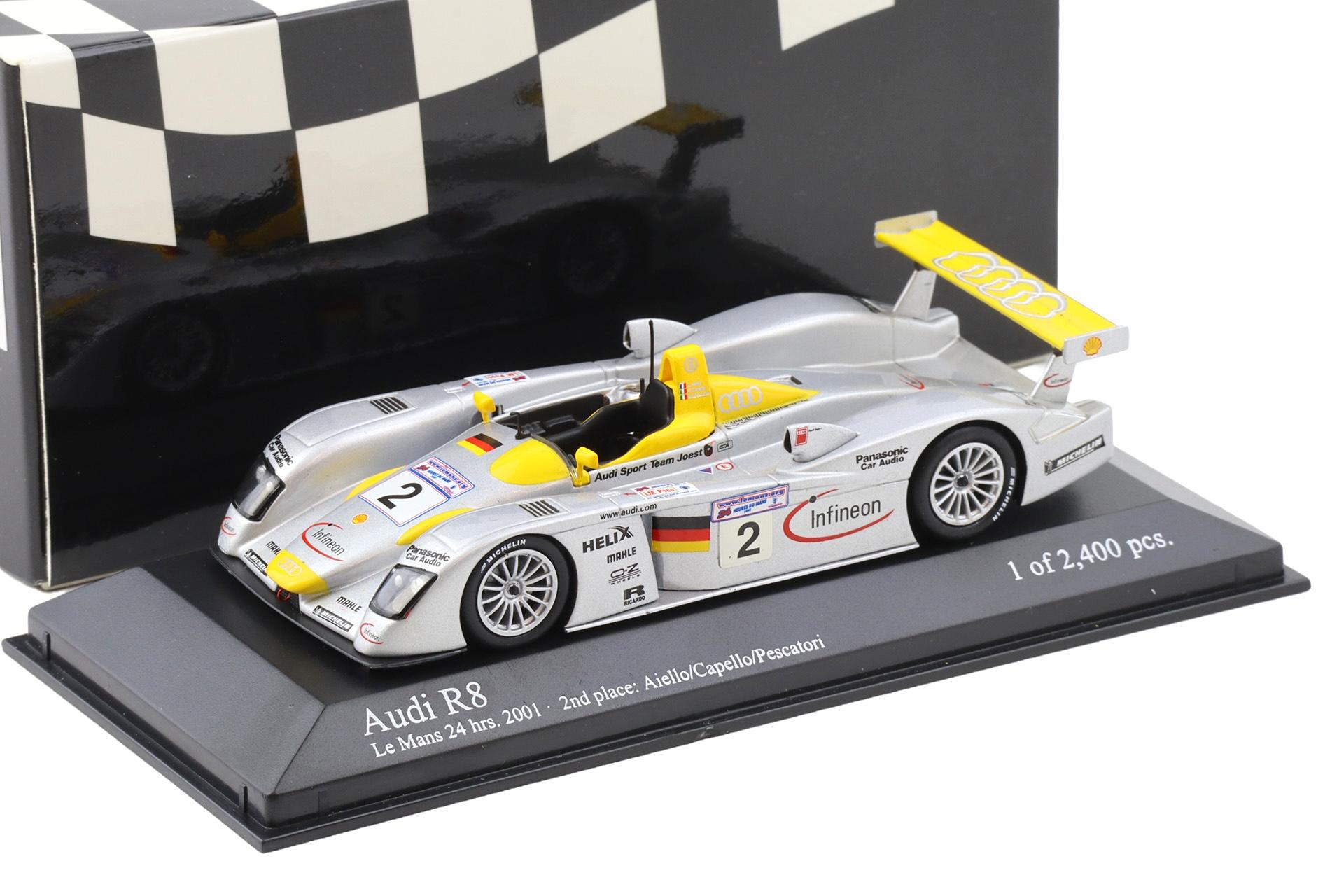 1:43 Minichamps Audi R8 Le Mans 24h 2001 - 2nd Place #2 Aiello/Capello/Pescatori