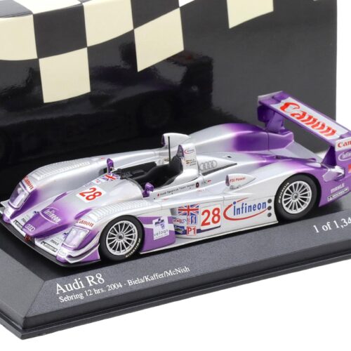 1:43 Minichamps Audi R8 Sebring 12h 2004 Winners Biela/Kaffer/McNish #28