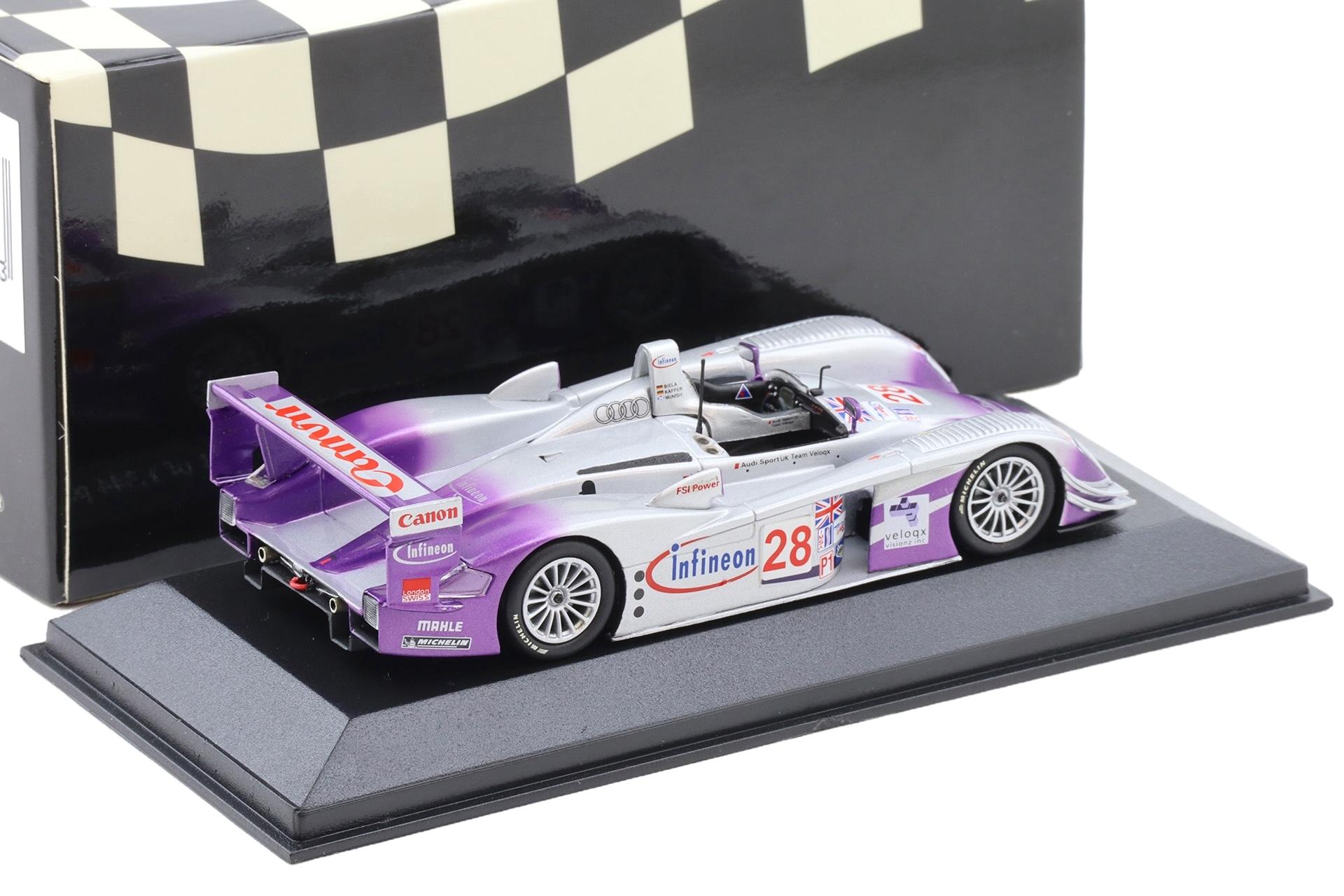 1:43 Minichamps Audi R8 Sebring 12h 2004 Winners Biela/Kaffer/McNish #28