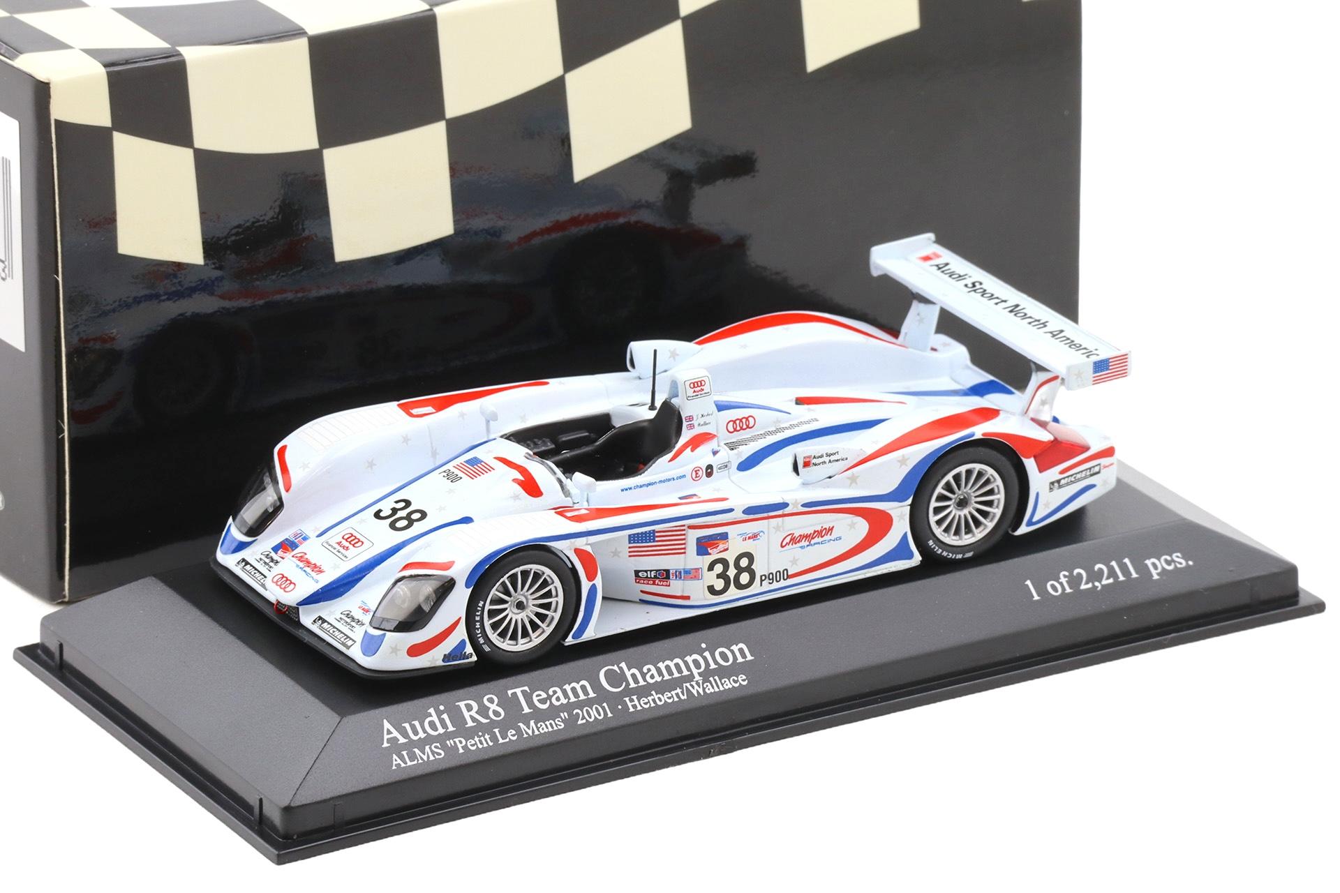 1:43 Minichamps Audi R8 Champion Petit Le Mans Road Atlanta 2001 Herbert/Wallace