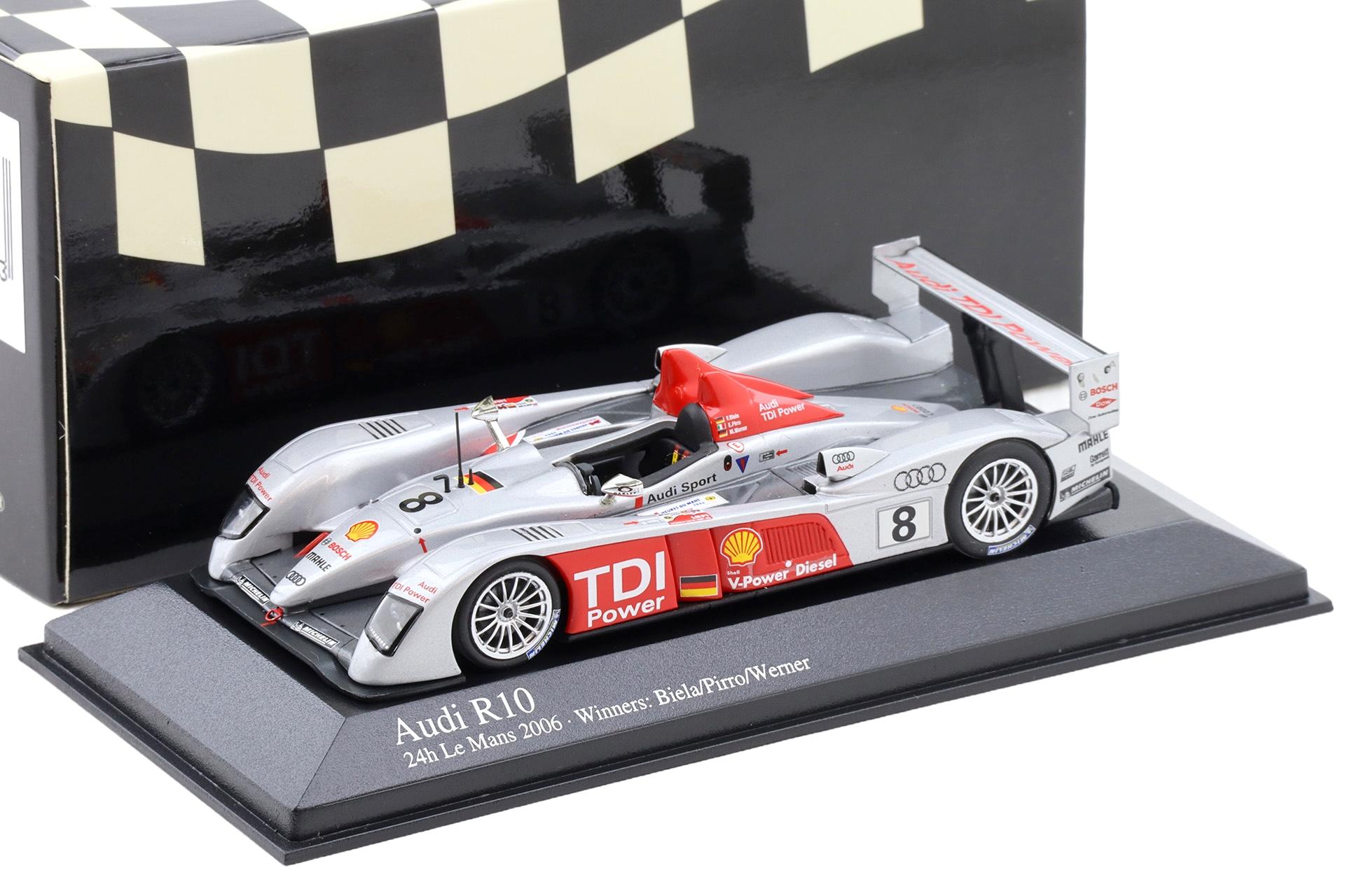 1:43 Minichamps Audi R10 TDI 24h Le Mans 2006 Winners Biela/Pirro/Werner #8