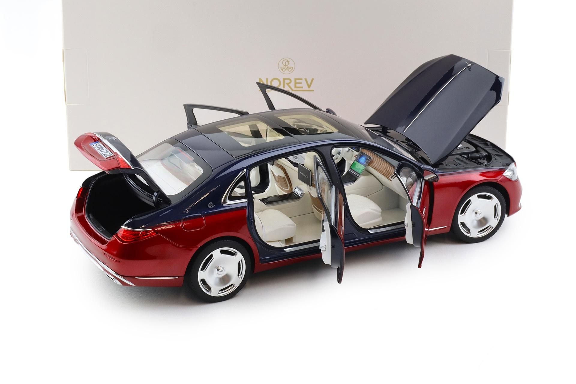 1:18 Norev Mercedes Maybach S-Class S680 4MATIC Limousine 2021 Nautical blue/ red