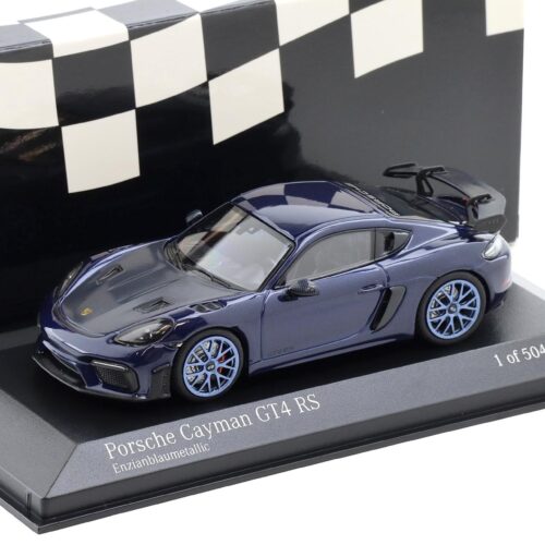 1:43 Minichamps Porsche Cayman GT4 RS 2021 Enzian blue/ blue wheels