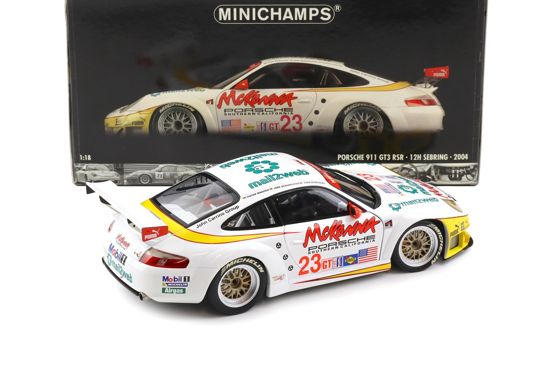 1:18 Minichamps Porsche 911 996 GT3 RSR Class Winner 12h Sebring 2004 #23