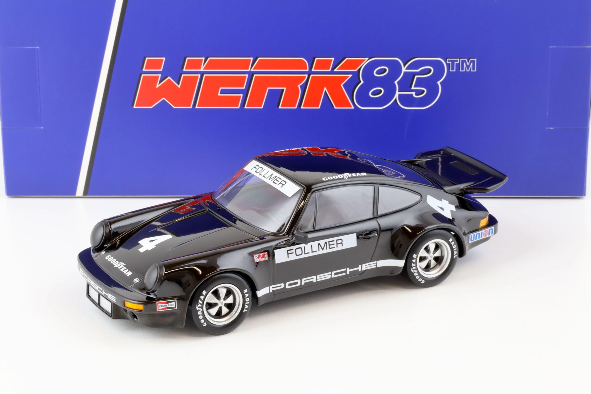 1:18 WERK83 Porsche 911 Carrera 3.0 RSR #4 IROC Riverside 1973 Follmer black