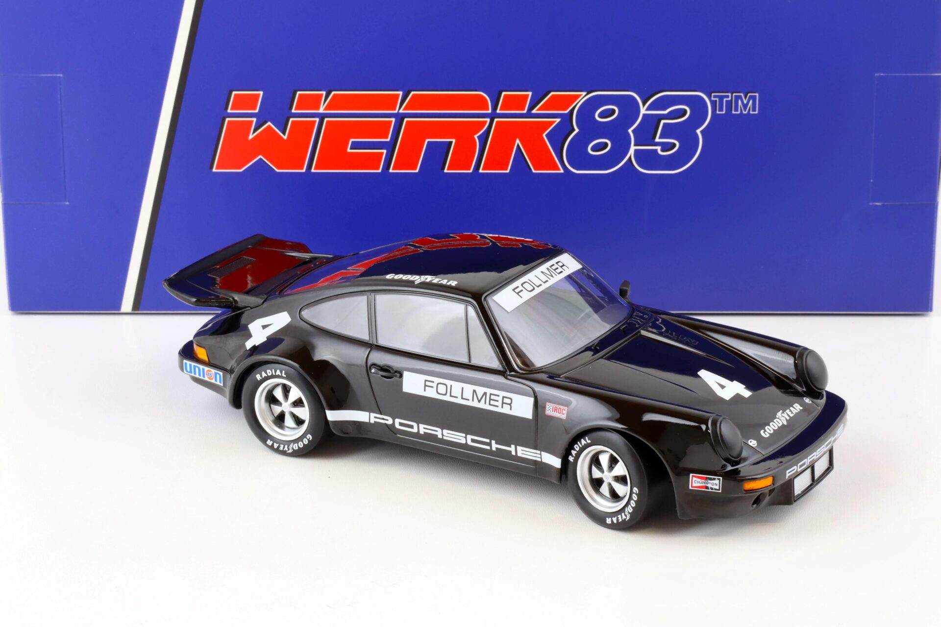 1:18 WERK83 Porsche 911 Carrera 3.0 RSR #4 IROC Riverside 1973 Follmer black