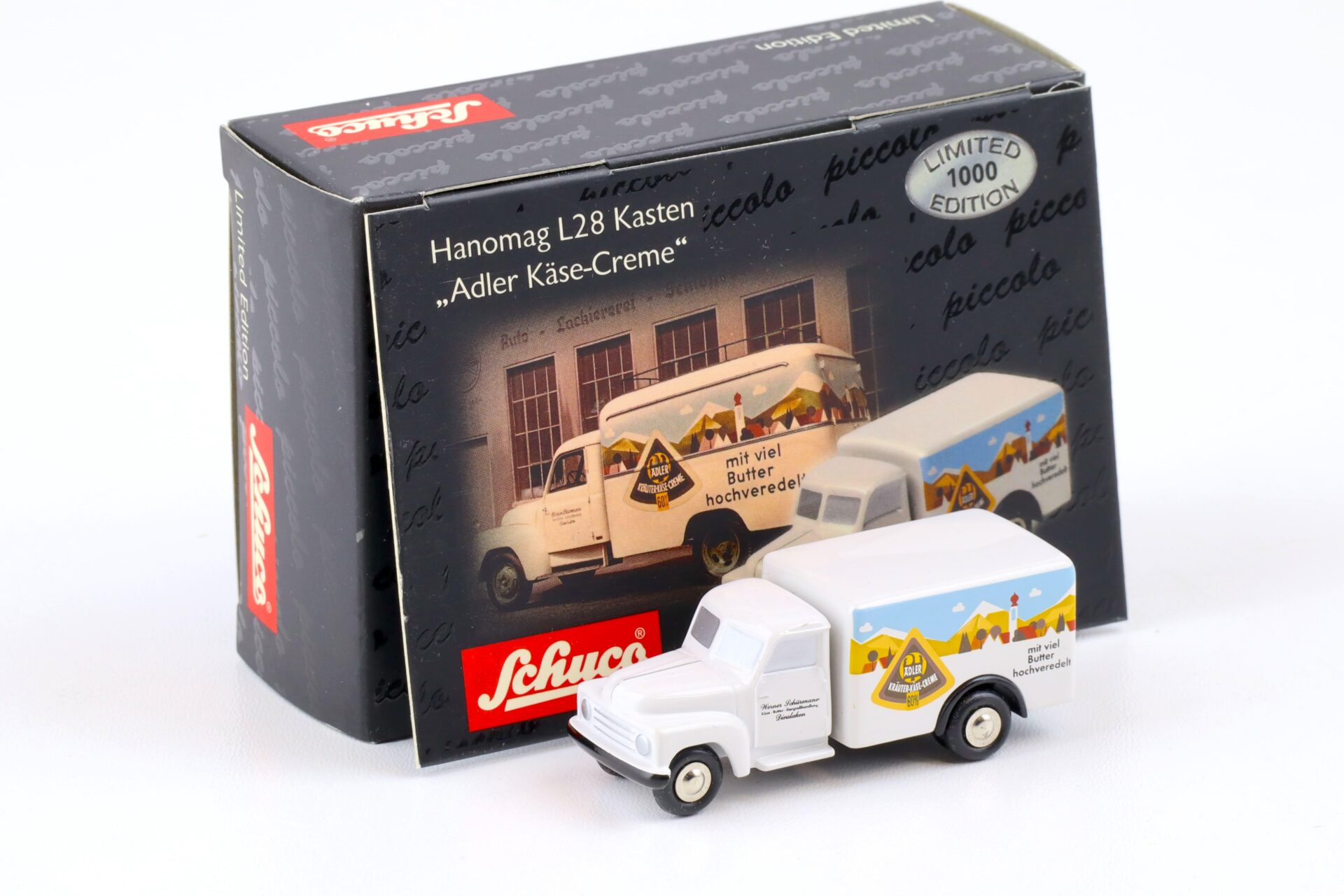 Schuco Piccolo Hanomag L28 Kasten Adler Käse Creme white