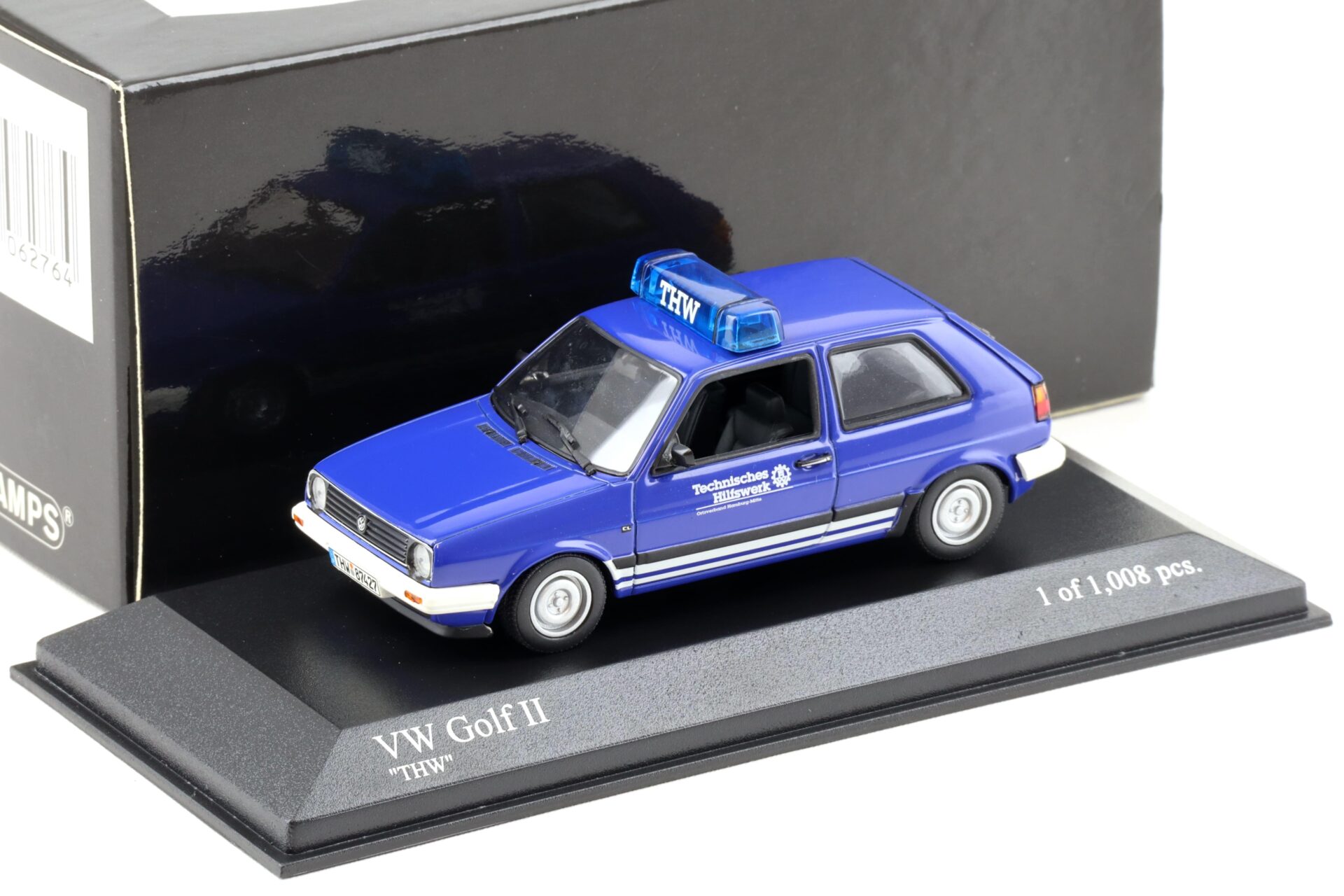 1:43 Minichamps VW Golf 2 THW Hamburg Mitte blue 1985