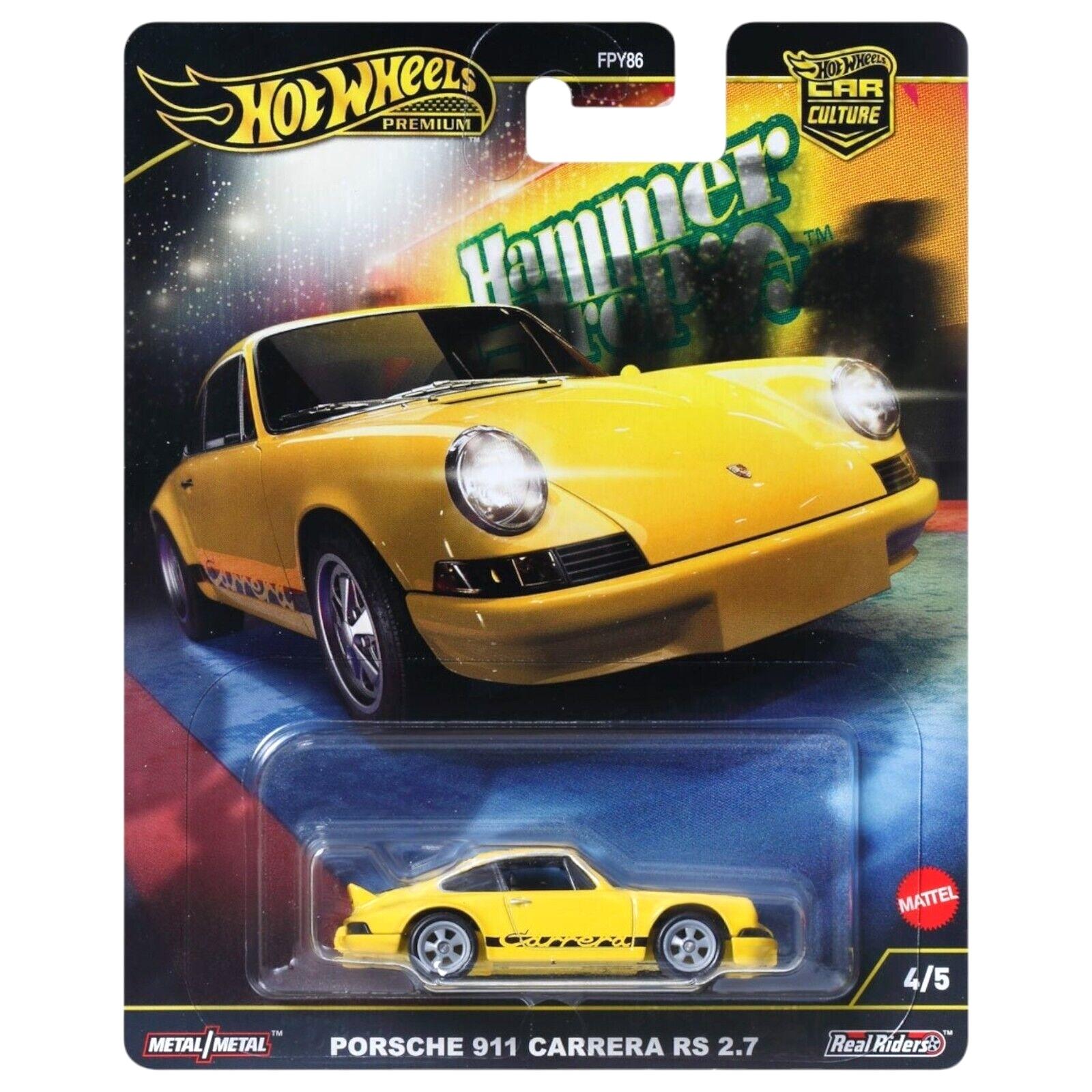 1:64 Hot Wheels Premium 2024 Hammer Drop HRW07 Porsche 911 RS 2.7 yellow